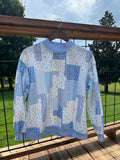Patchwork Floral Print Mock Neck Sweatshirt
