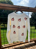 Fall Pumpkin Embroidered Ribbed Knit Sweater